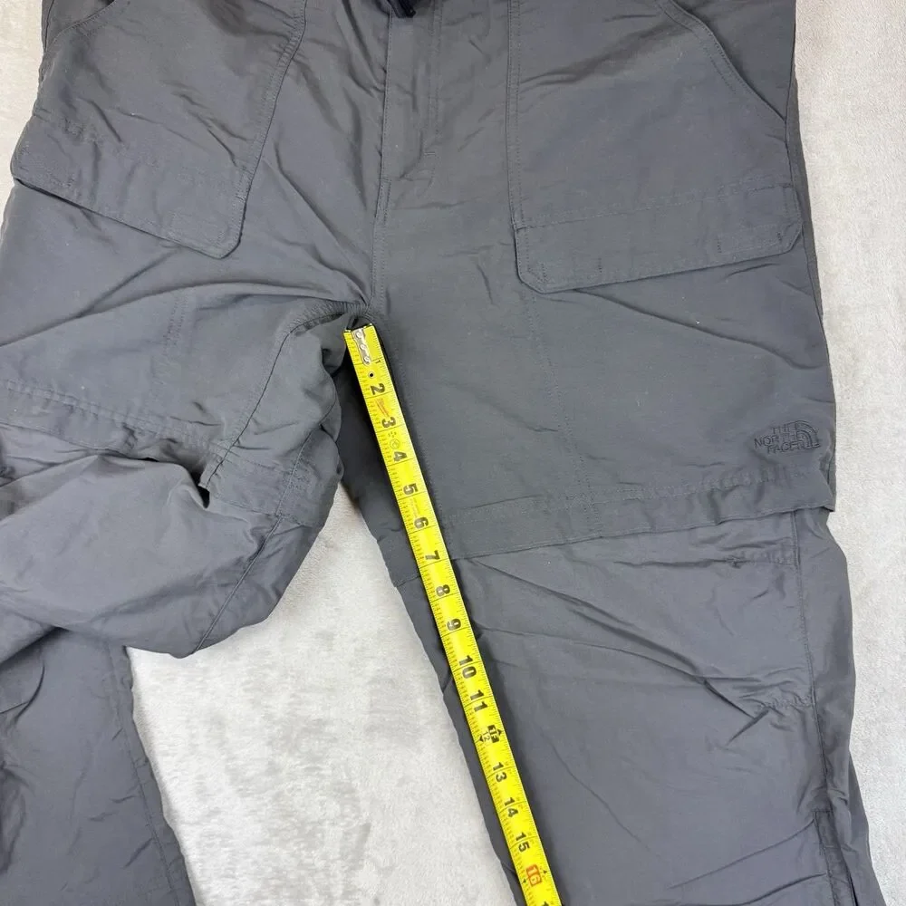 The North Face Mens XL Long Grey Convertible Zip Off Hiking Cargo Pants Nylon